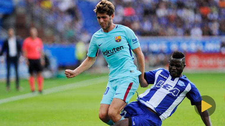 Sergi Roberto, arrollado por Wakaso en Mendizorroza