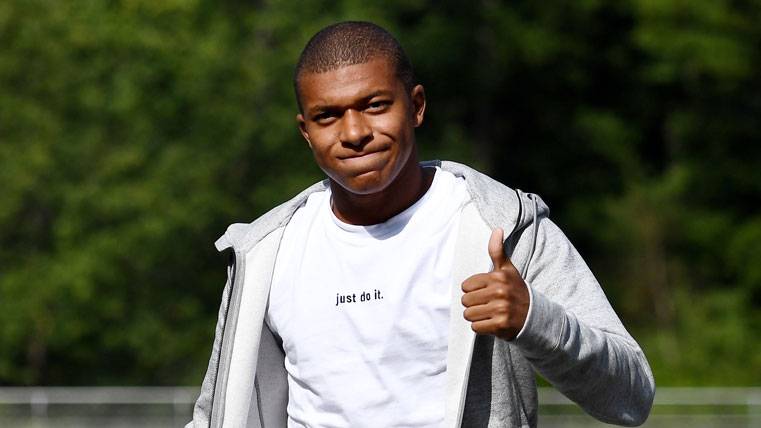 Kylian Mbappé, after a training with the Monaco