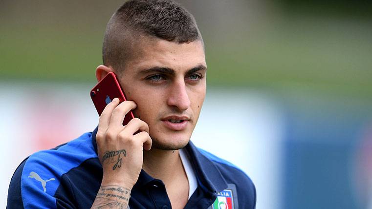 Marco Verratti in a concentration of the Italian selection