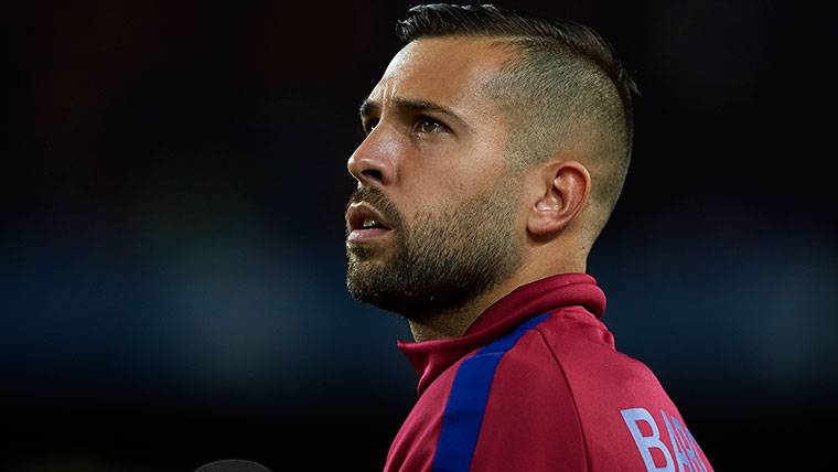 Jordi Alba, during a warming before a party with the Barça