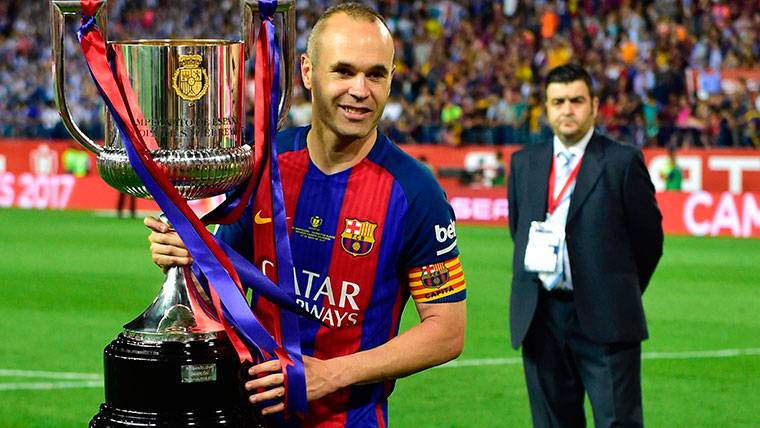 Andrés Iniesta, celebrating the title of the past Glass of Rey