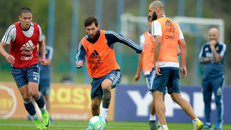Messi y Mascherano, entrenando con la selección de Argentina
