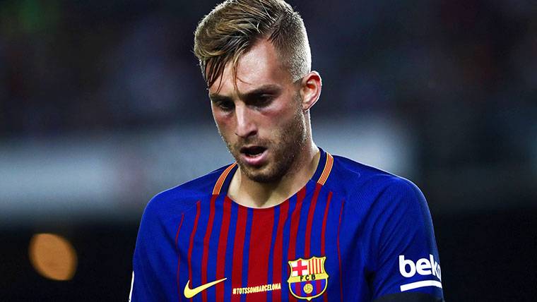 Gerard Deulofeu, during a party with the Barça this season