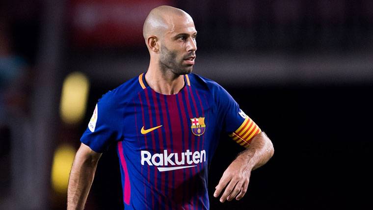 Javier Mascherano, during a party with the Barça this season