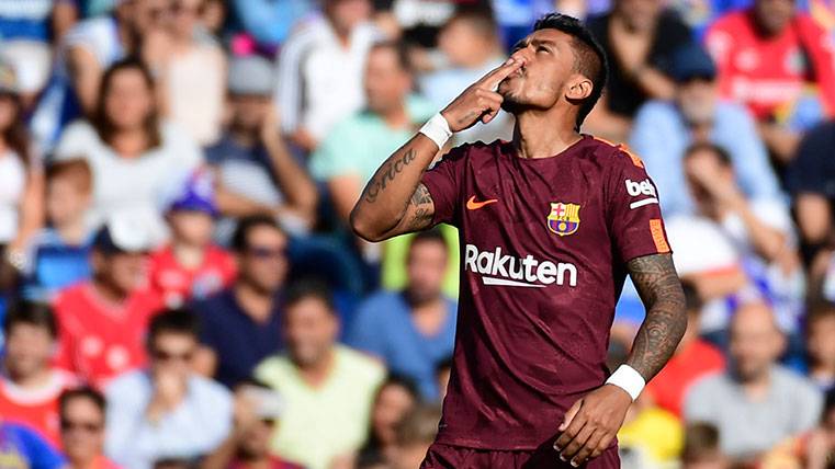 Paulinho Celebrates in Getafe his first goal with the FC Barcelona