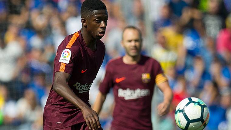 Ousmane Dembélé, during the party with the FC Barcelona in front of the Getafe