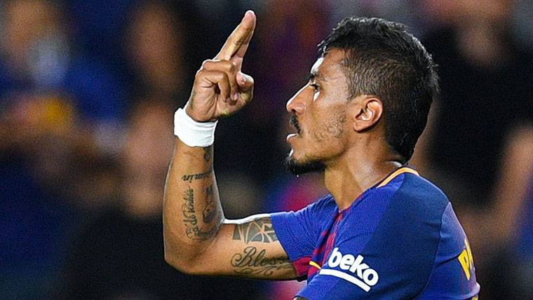 Paulinho, celebrando el gol marcado al Eibar en el Camp Nou