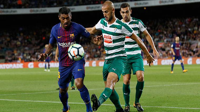 Paulinho, during the party against the Eibar in the Camp Nou