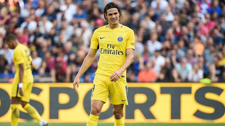 Edinson Cavani Regrets  after an action of the Montpellier-PSG