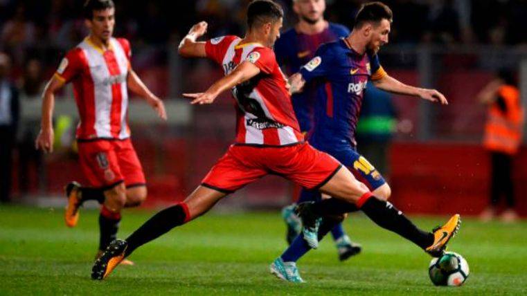 Messi marcado por Maffeo (Girona)