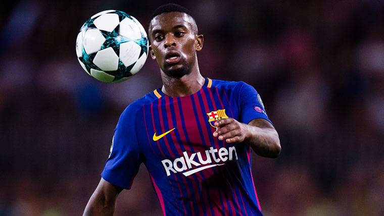 Nelson Semedo, during a party with the Barça