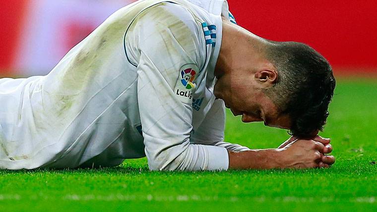 Cristiano Ronaldo, lamentándose tras una ocasión fallada