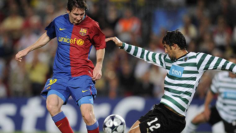 Leo Messi, durante un partido contra el Sporting de Lisboa