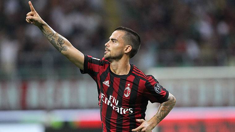 Suso, celebrating a marked goal with the AC Milan