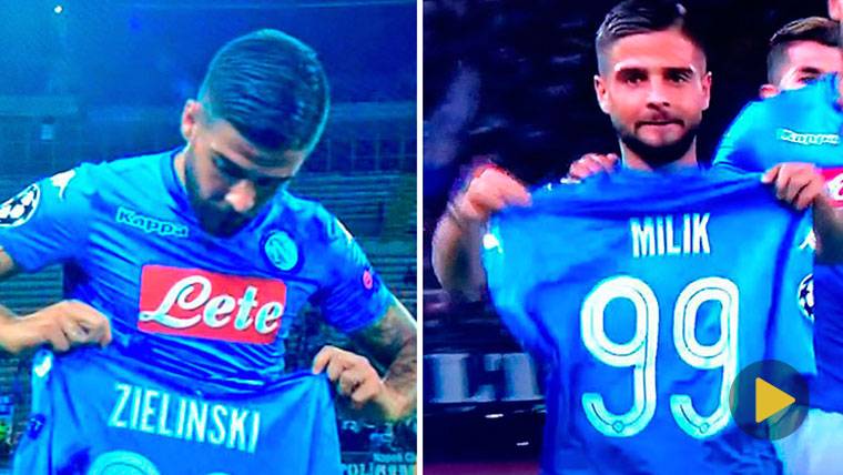 Lorenzo Insigne almost confuses  of T-shirt when devoting the goal to Milik