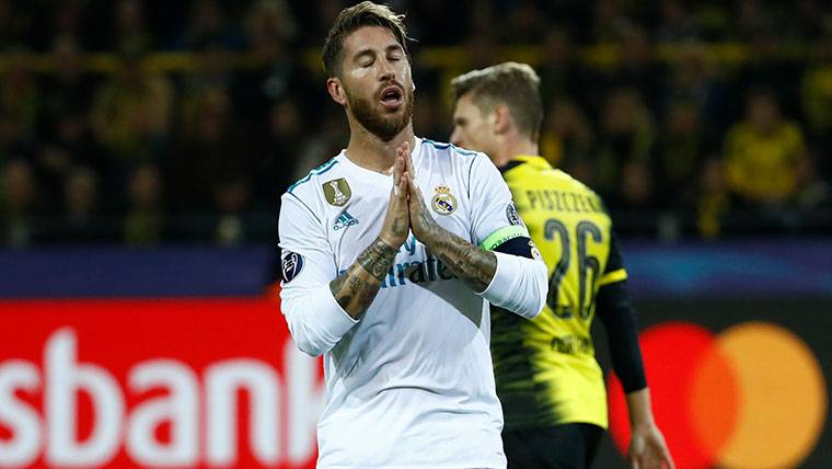 Sergio Ramos, durante una ocasión fallada contra el Dortmund