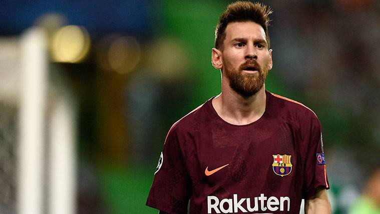 Leo Messi en un partido del FC Barcelona en la Champions League