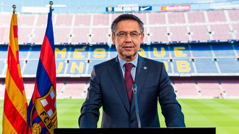 Josep Maria Bartomeu in a press conference of the FC Barcelona