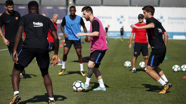 Messi durante un entrenamiento