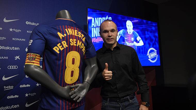 Andrés Iniesta, during the press conference of his renewal vitalicia