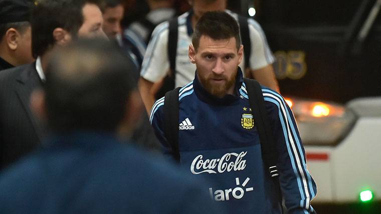 Leo Messi, during the concentration with the selection of Argentina