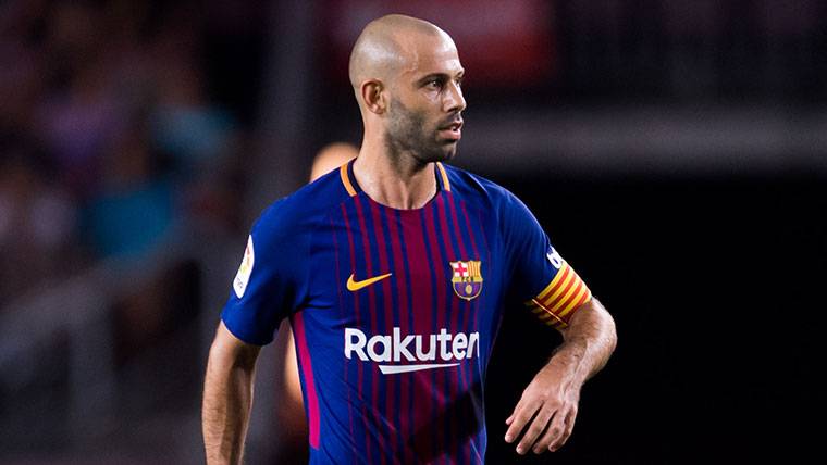 Javier Mascherano, during a party with the FC Barcelona