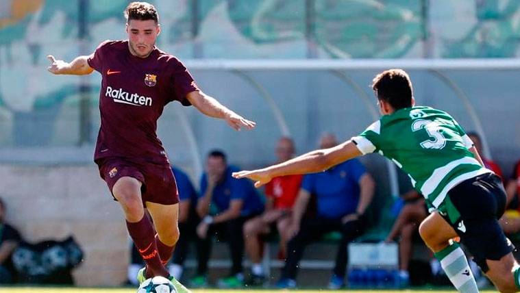 Abel Ruiz in a party of the UEFA Youth League with the FC Barcelona