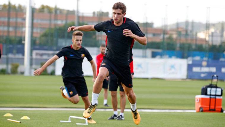 Sergi Roberto in a training of the FC Barcelona