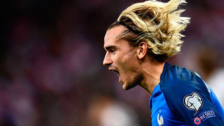 Antoine Griezmann celebrates a goal with the French selection