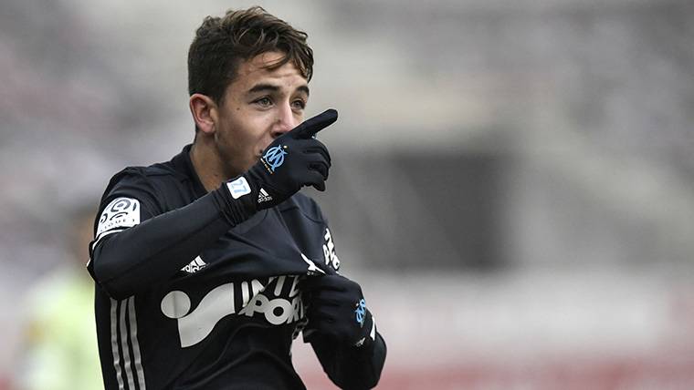 Maxime López, celebrando un gol marcado con el Olympique de Marsella