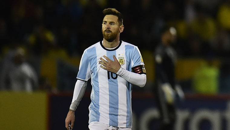 Messi, durante el partido de Argentina contra Ecuador