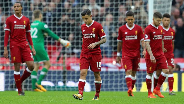 Philippe Coutinho en la derrota del Liverpool contra el Tottenham