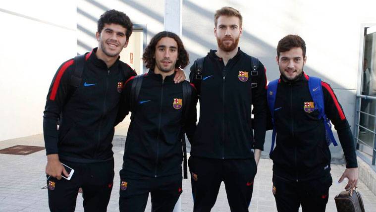 Aleñá, Cucurella, Ortolá and Arnáizen the announcement of the Barça in Glass