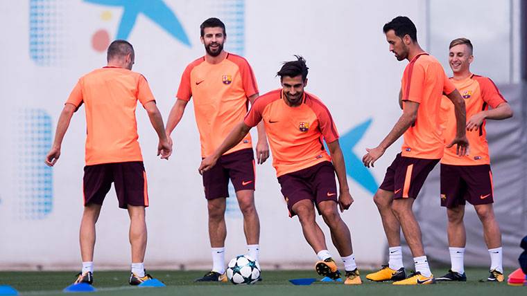 André Gomes, during a training of the FC Barcelona