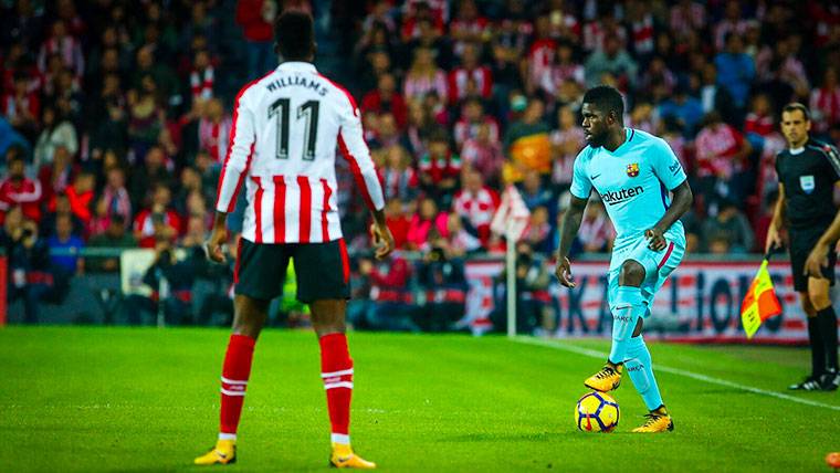 Samuel Umtiti, during a played against the Athletic of Bilbao