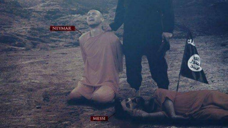 Messi y NEYMAR en el cartel del ISIS
