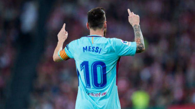 Messi celebrando su gol ante el aTHLETIC