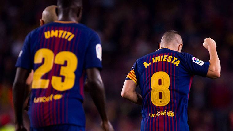 Andrés Iniesta, celebrando un gol marcado con el FC Barcelona