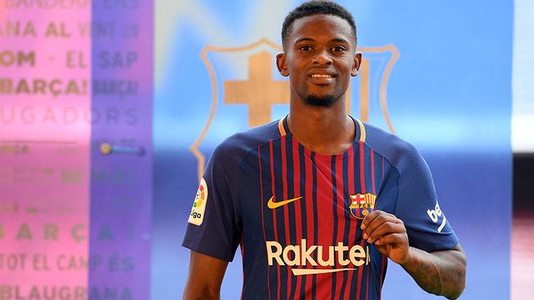 Nélson Semedo en su presentación con el FC Barcelona