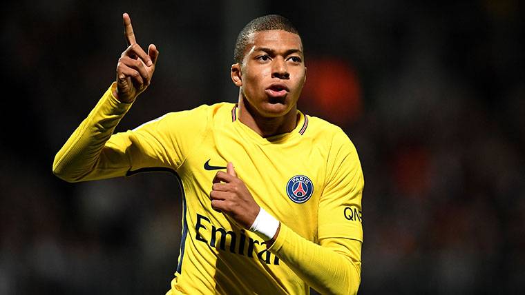 Mbappé, celebrating a marked goal with the Monaco
