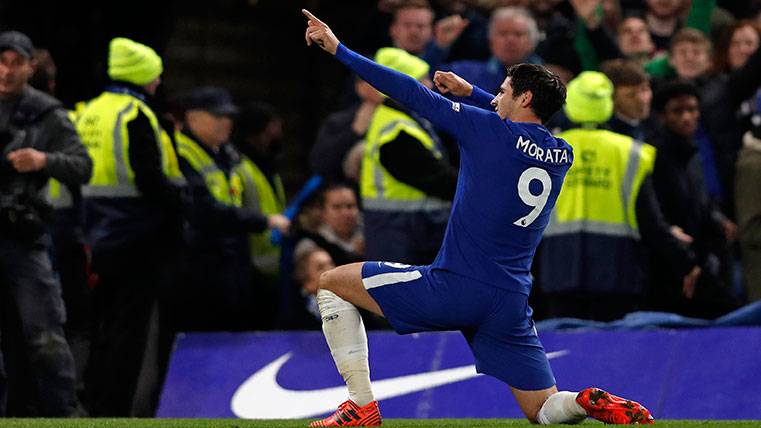 Morata, celebrating one of so many goals in Chelsea