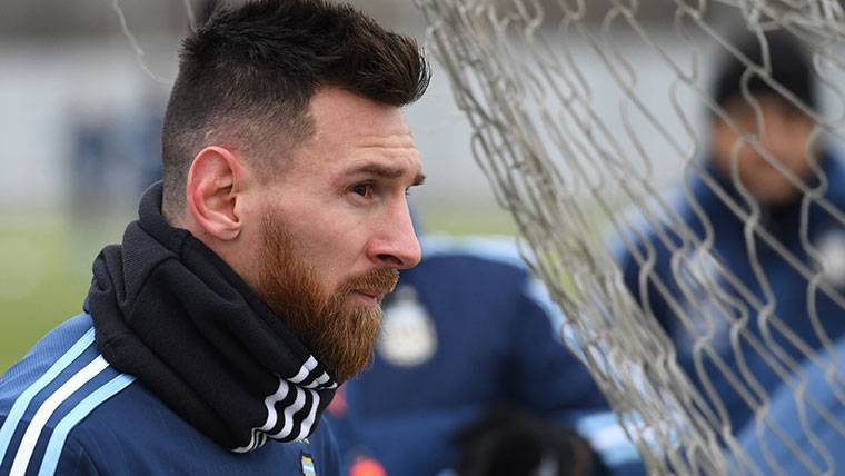 Leo Messi, during a train with the selection of Argentina