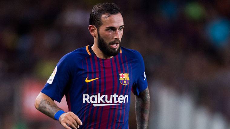 Aleix Vidal, during a party with the FC Barcelona this season