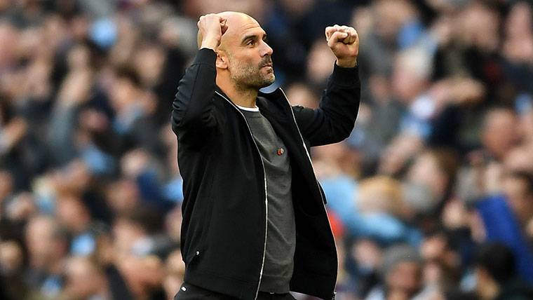 Pep Guardiola, celebrating a victory of the Manchester City