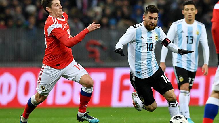 Leo Messi, en el partido contra Rusia