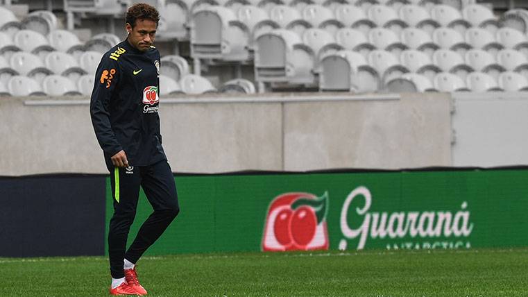 Neymar, during a training with Brazil