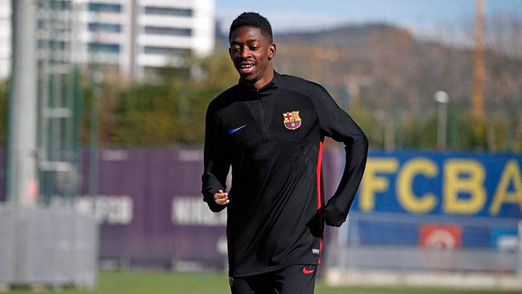 Ousmane Dembélé, durante un entrenamiento con el FC Barcelona
