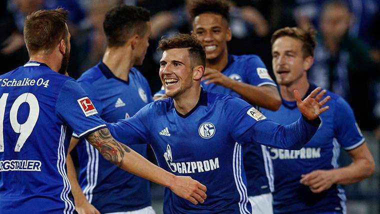 Leon Goretzka, celebrating a goal with the Schalke 04