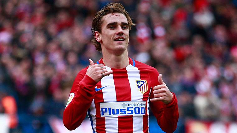 Griezmann, celebrating a goal with the Athletic of Madrid