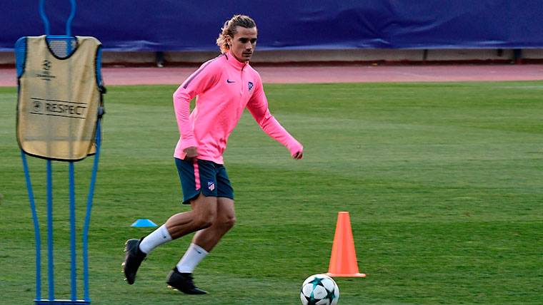 Antoine Griezmann, during a training with the Athletic